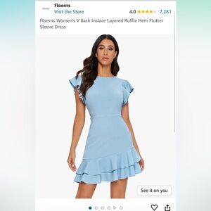 Floerns small baby blue ruffle cocktail dress